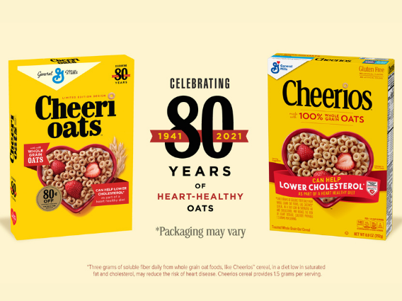 Cheerioats 80 years packaging